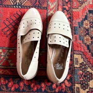 14th & Union Cream Leather Flats with Perforations